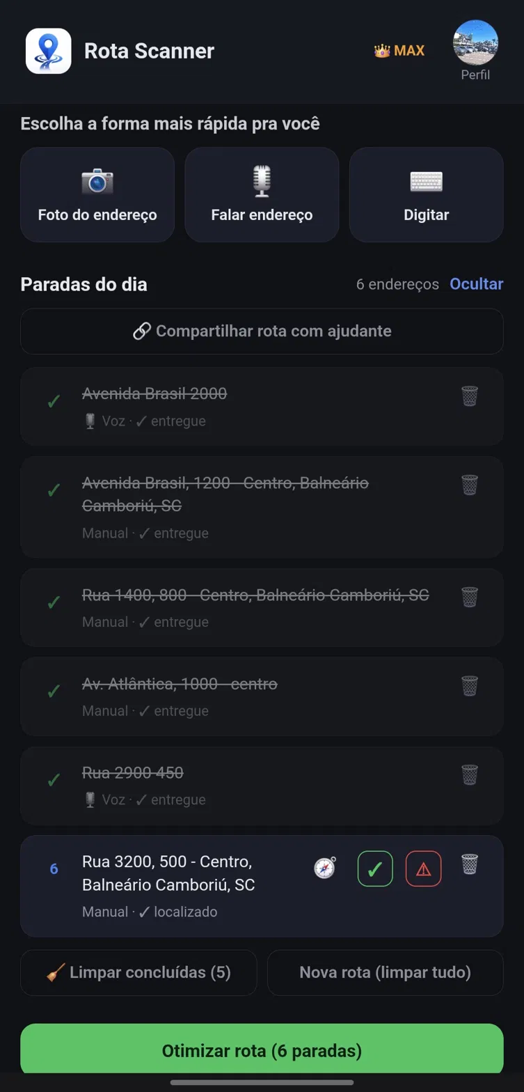Paradas concluídas